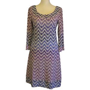 Jessica Simpson Purple / Blue Ombre Chevron Zigzag Midi Dress Sz 2